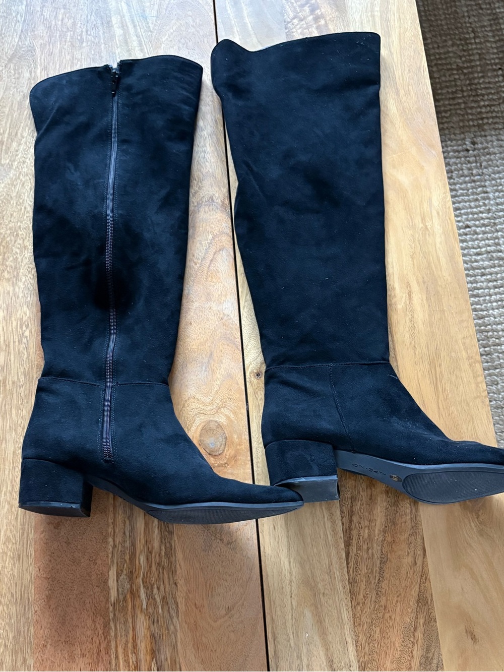 On 34th Street Black Faux Suede Over-The-Knee Boots - Pointed Toe Low Block Heel